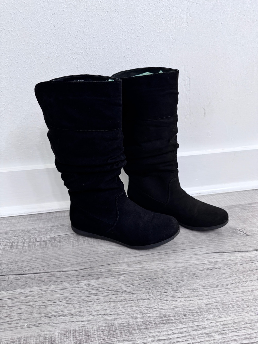 St. John’s Bay Kimble Black Faux Suede Slouch Mid Calf Boots Size 6M